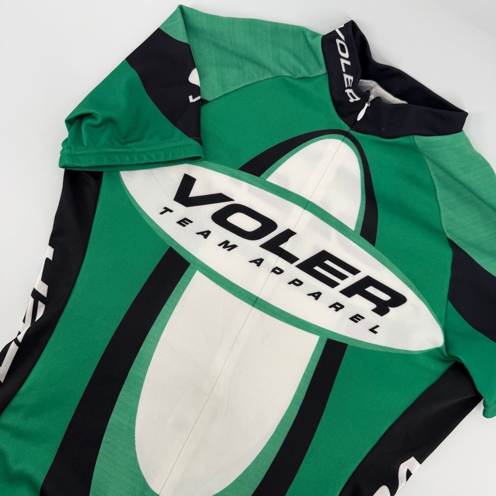 Voler Cycling Jersey Mens Medium Green Black White Short Sleeve Team Apparel Zip